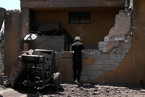 Israeli drone strike in Lebanon: A man checks the damage of a house that was hit by an Israeli airstrike
